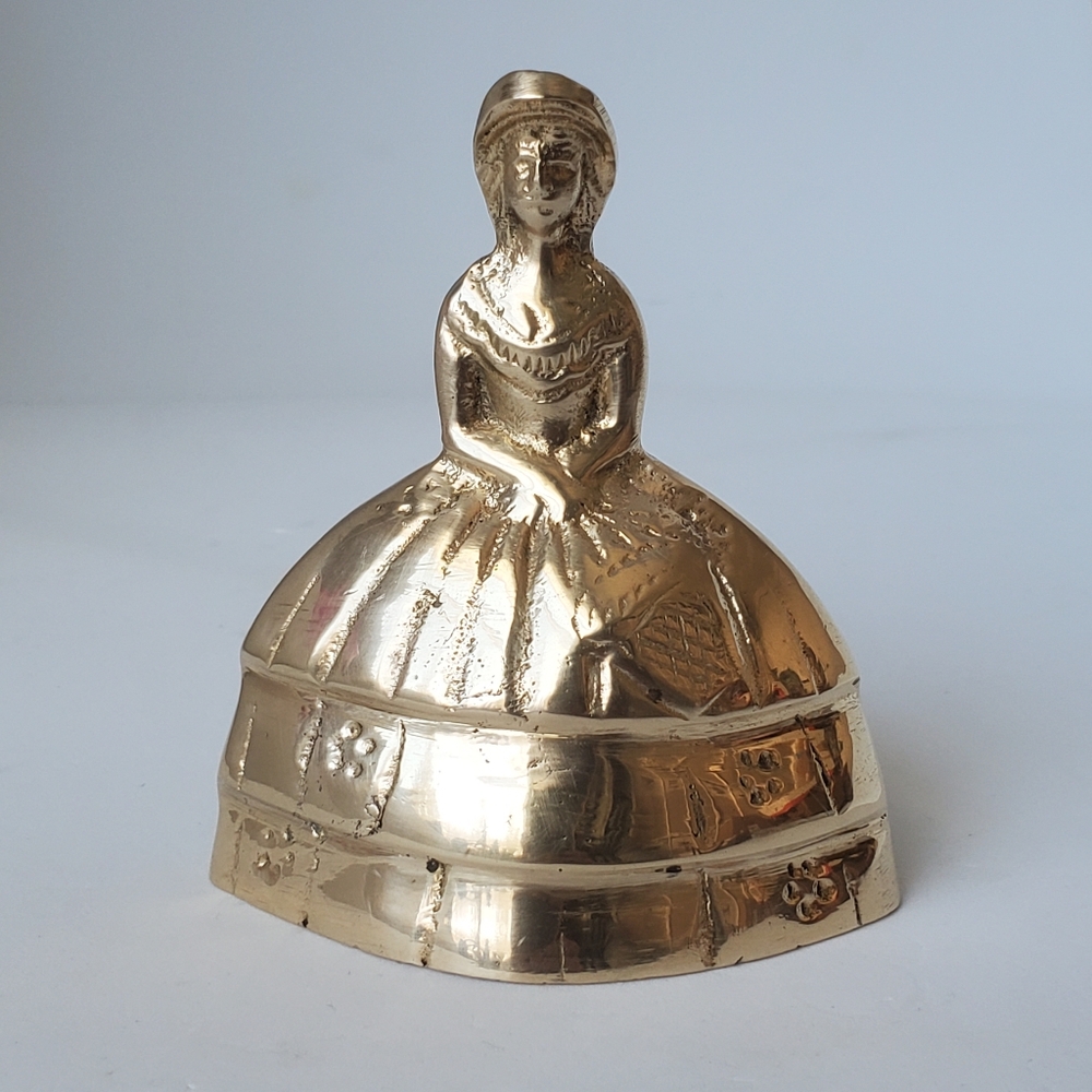 Vintage Brass Crinoline Lady Southern Belle Brass Dinner Bell Figurine India